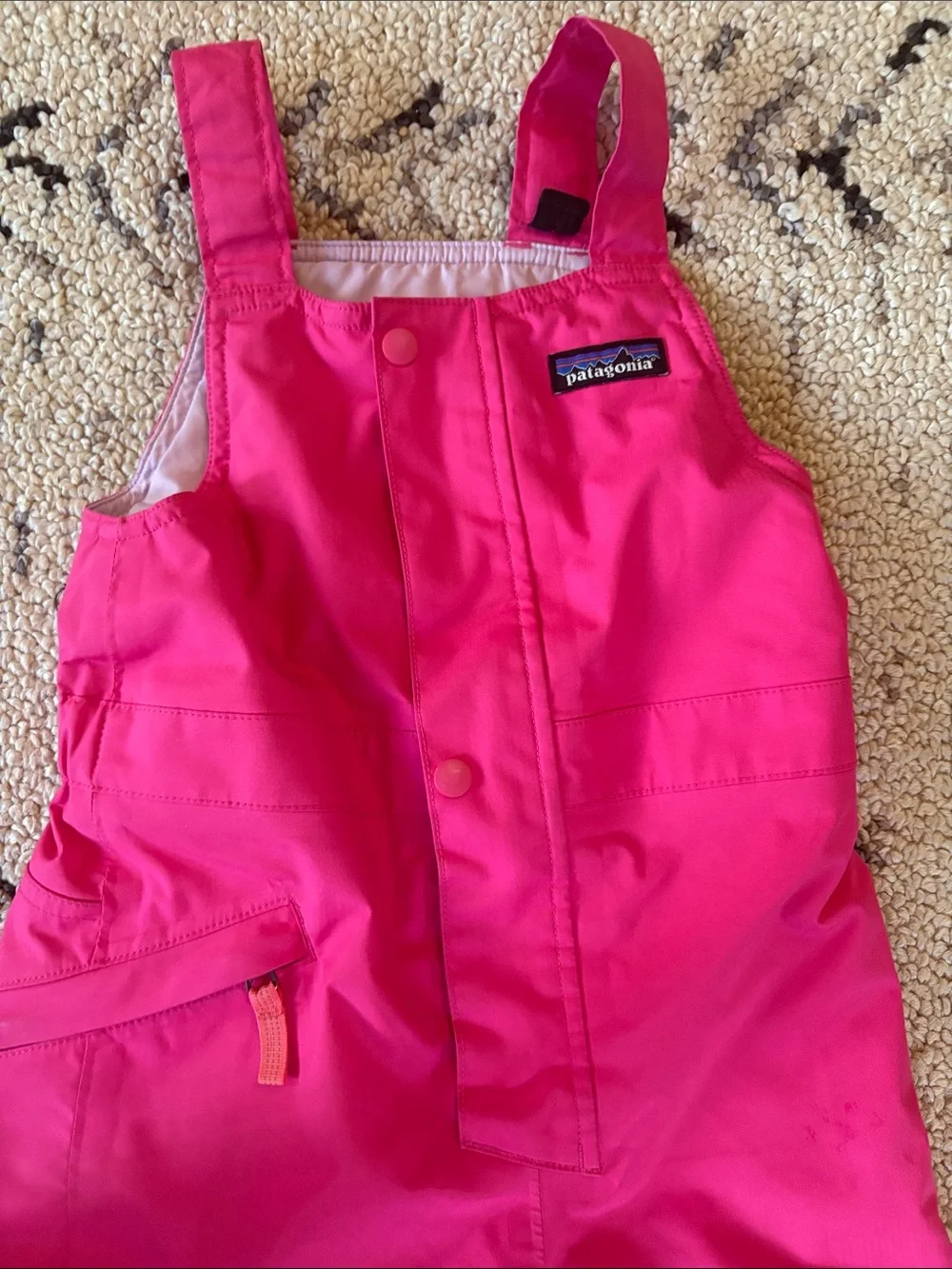Patagonia Bright Pink Kids Snow Overalls 3T